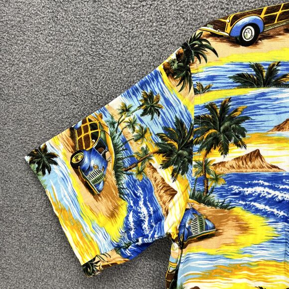 Liquid Hawaiian Shirt Junior Medium 10 12 Blue Yellow Cruise Surfboard beach - Picture 11 of 14